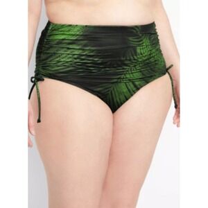 Cacique‎ Swim Green Tropical Palm High Waist Bikini Bottoms Plus Size 28 NWT